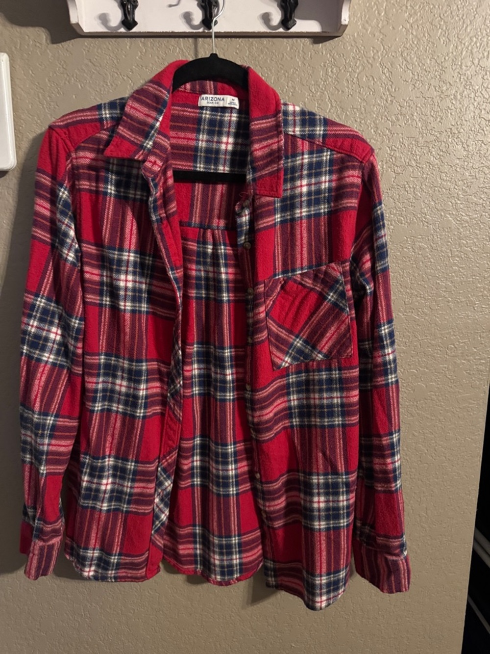 Arizona PinkRed Plaid Flannel Shirt